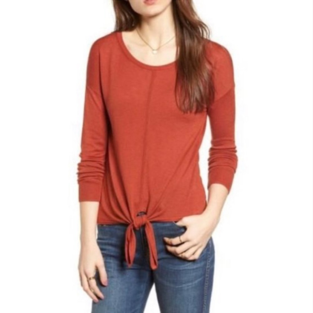 **HP!** Madewell Modern Tie Front Sweater Burnt Orange, XL